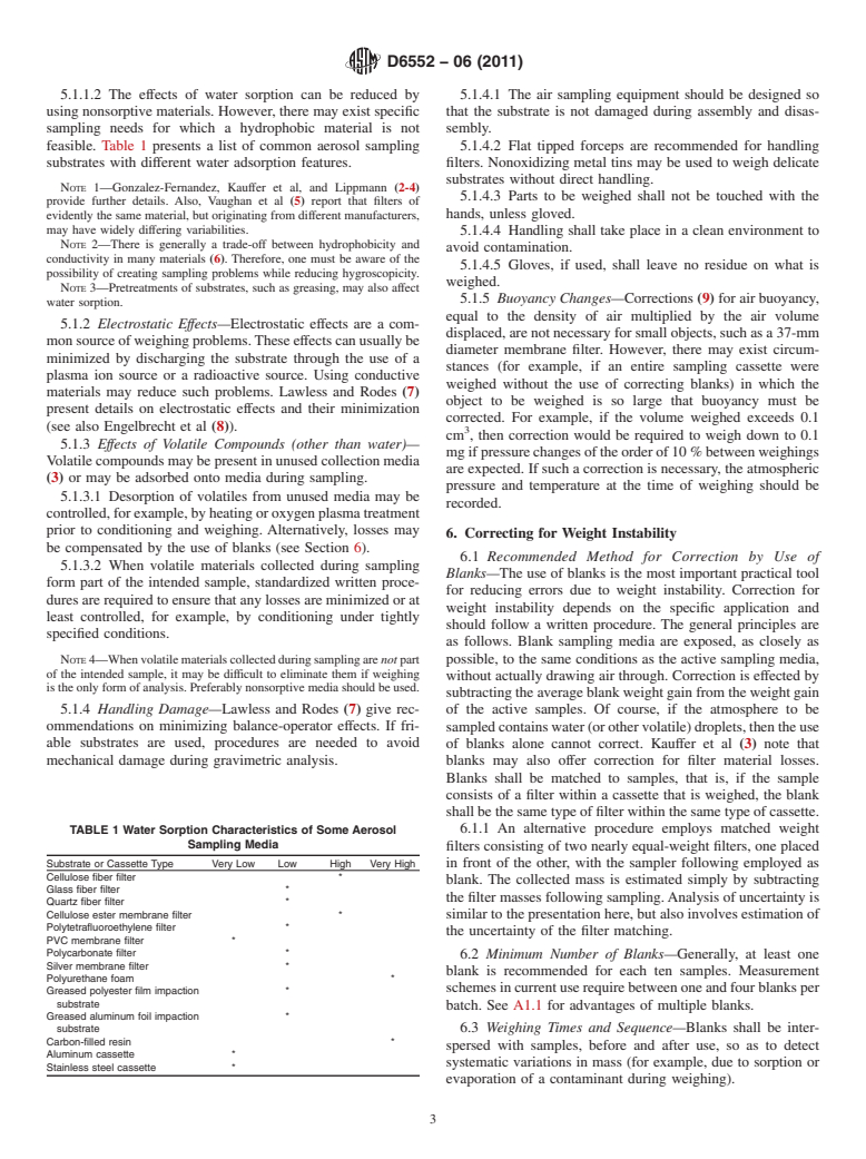 ASTM D6552-06(2011) - Standard Practice for Controlling and Characterizing Errors in Weighing Collected Aerosols