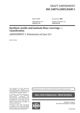 ISO 10874:2009/PRF Amd 1:Version 25-apr-2020 - Elimination of class 22+