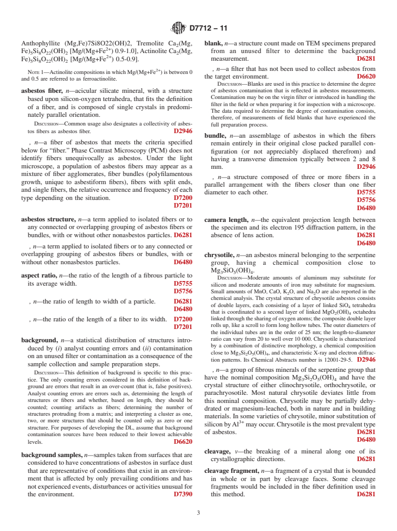 ASTM D7712-11 - Standard Terminology for Sampling and Analysis of Asbestos