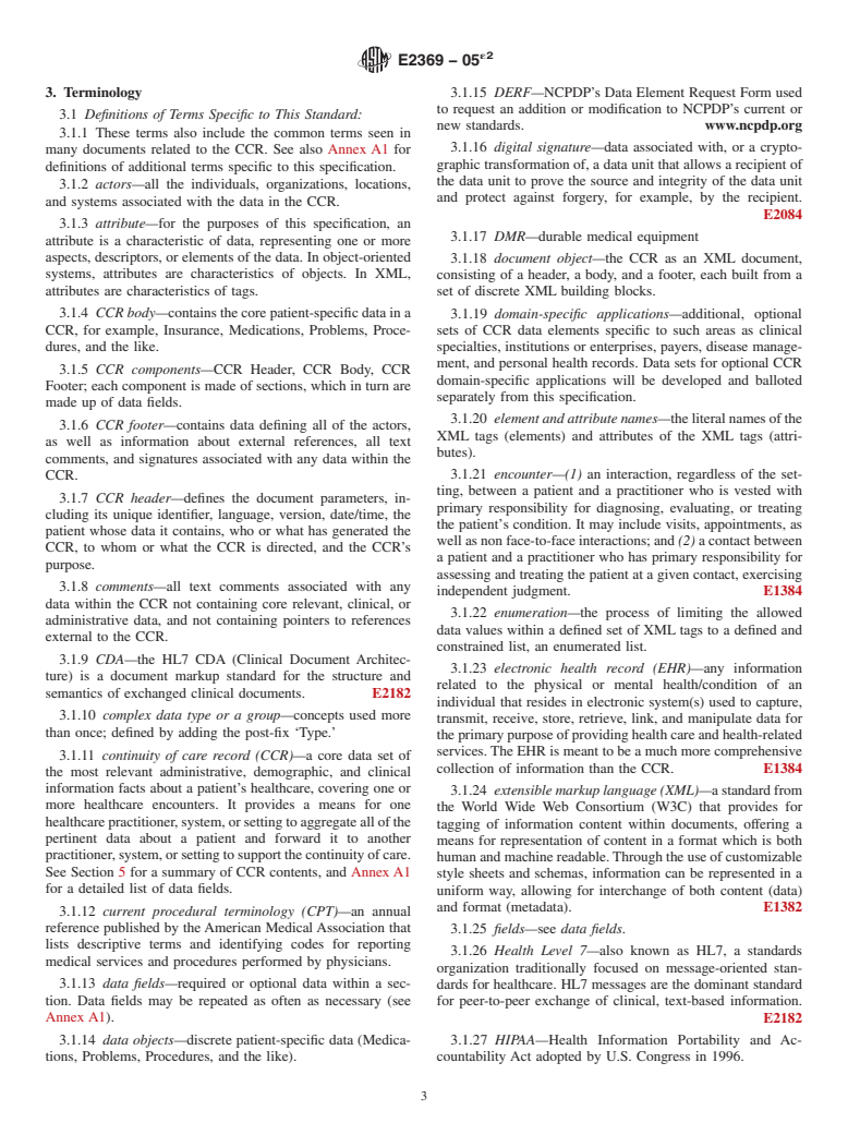 ASTM E2369-05e2 - Standard Specification for Continuity of Care Record (CCR)