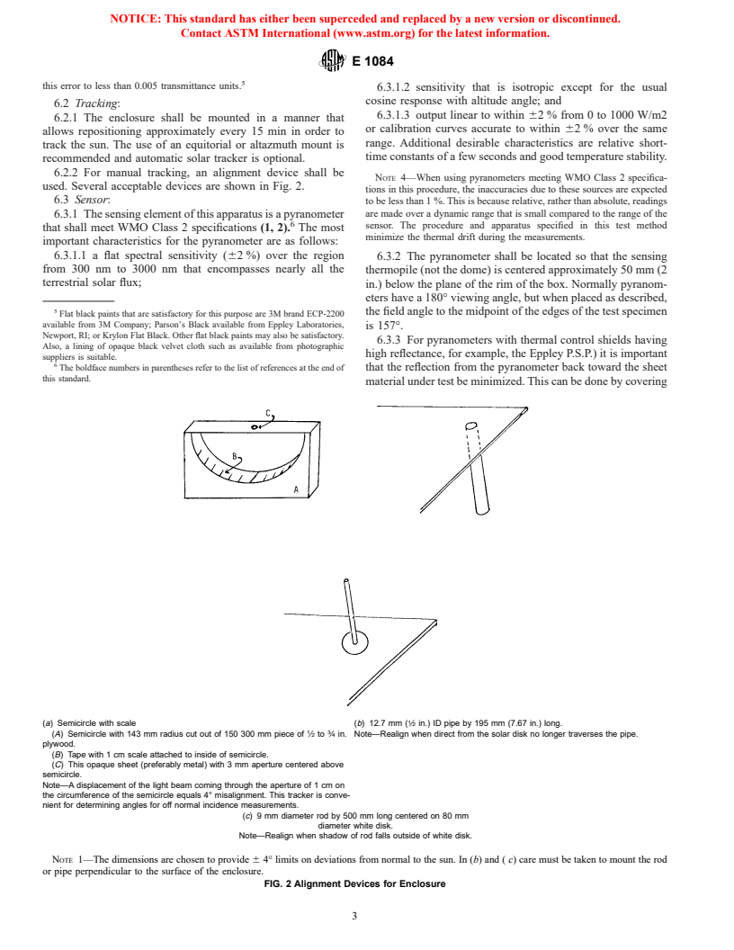 ASTM E1084-86(1996) - Standard Test Method for Solar Transmittance (Terrestrial) of Sheet Materials Using Sunlight