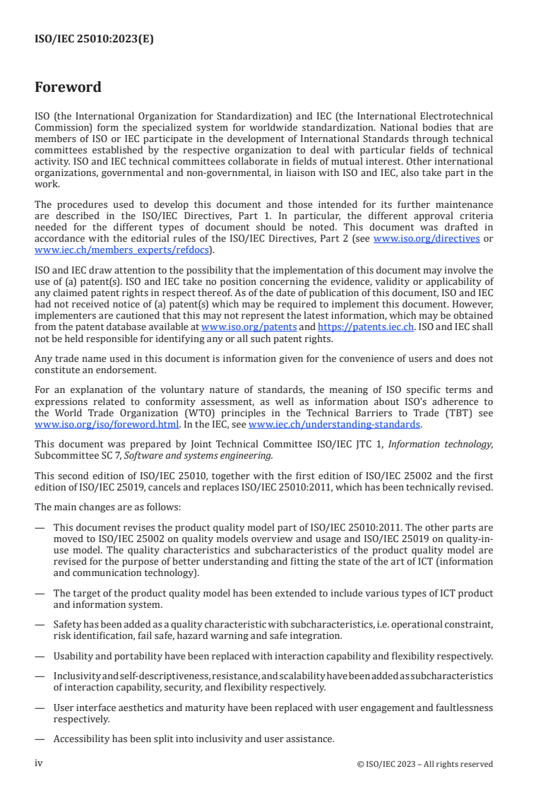 ISO/IEC 25010:2023 ISO/IEC 25010:2023 - Systems and software engineering — Systems and software Quality Requirements and Evaluation (SQuaRE) — Product quality model
Released:15. 11. 2023 - Page 4 preview