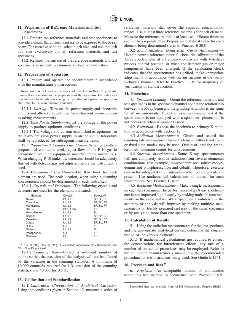 ASTM E1085-95(2000) - Standard Test Method for X-Ray Emission Spectrometric Analysis of Low-Alloy Steels