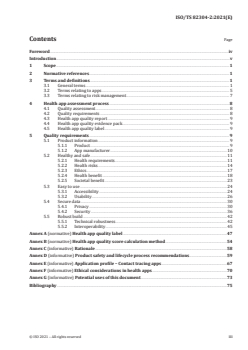 ISO/TS 82304-2:2021 - Health software — Part 2: Health and wellness apps — Quality and reliability
Released:7/30/2021 - Page 3 preview