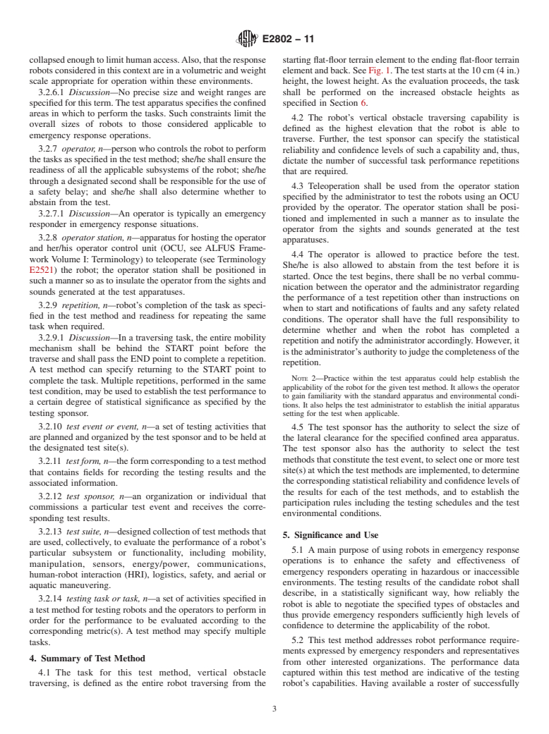 ASTM E2802-11 - Standard Test Method for Evaluating Emergency Response Robot Capabilities: Mobility: Confined Area Obstacles: Hurdles