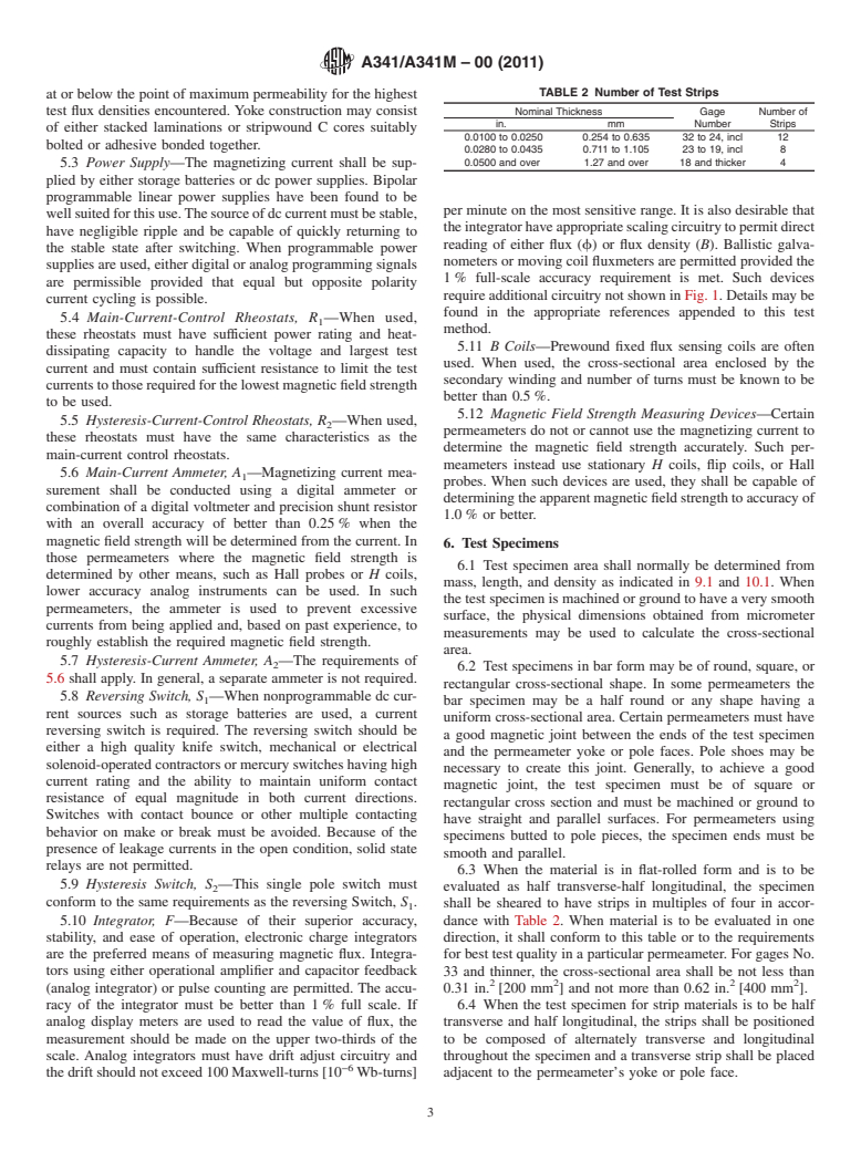 ASTM A341/A341M-00(2011) - Standard Test Method for Direct Current Magnetic Properties of Materials Using D-C Permeameters and the Ballistic Test Methods