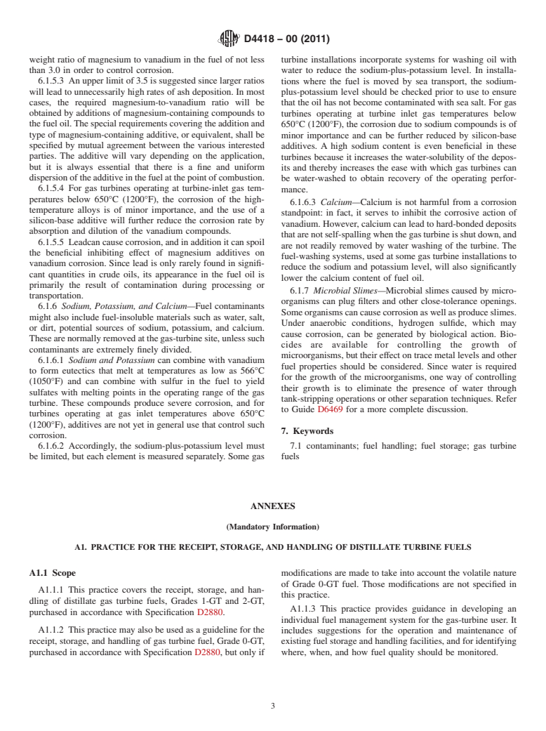 ASTM D4418-00(2011) - Standard Practice for Receipt, Storage, and Handling of Fuels for<br>  Gas Turbines