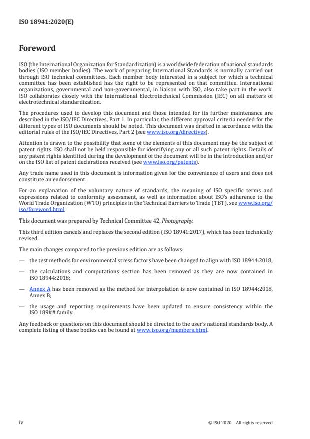 ISO 18941:2020 ISO 18941:2020 - Imaging materials -- Colour reflection prints -- Test method for ozone gas fading stability - Page 4 preview