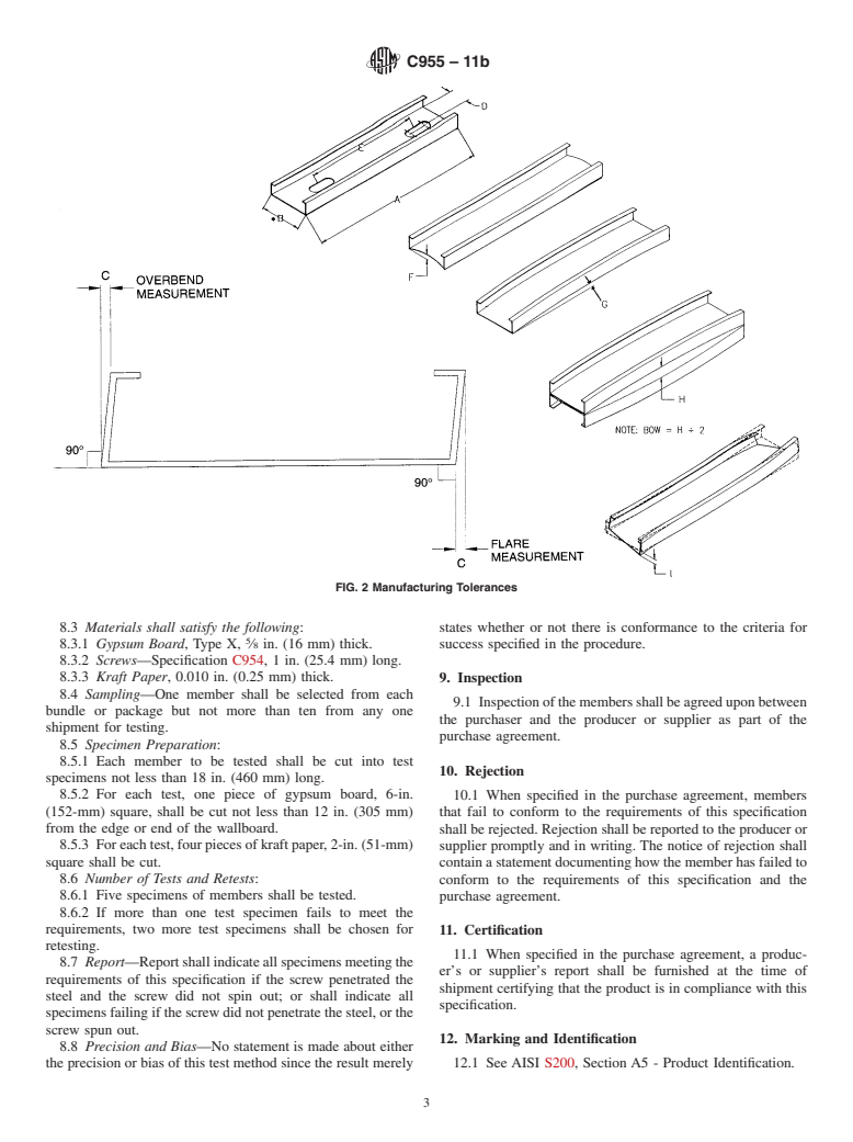 ASTM C955-11b - Standard Specification for  Load-Bearing (Transverse and Axial) Steel Studs, Runners (Tracks),  and Bracing or Bridging for Screw Application of Gypsum Panel Products and   Metal Plaster Bases