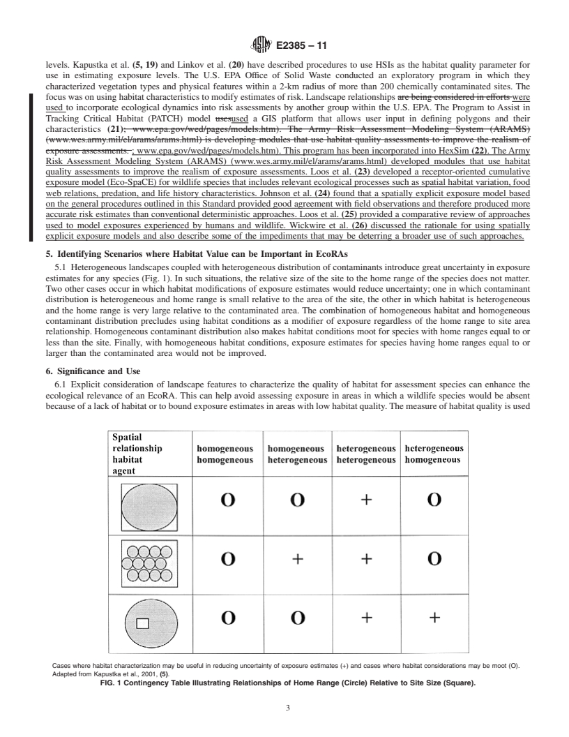 REDLINE ASTM E2385-11 - Standard Guide for Estimating Wildlife Exposure Using Measures of Habitat Quality