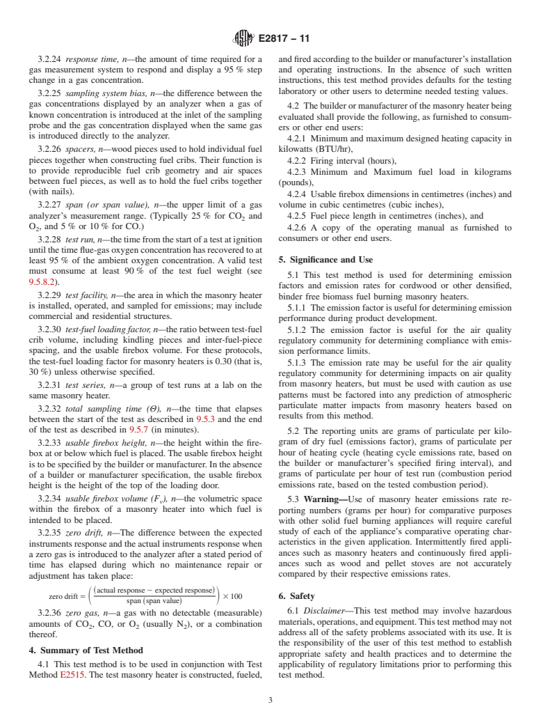 ASTM E2817-11 - Standard Test Method for Test Fueling Masonry Heaters