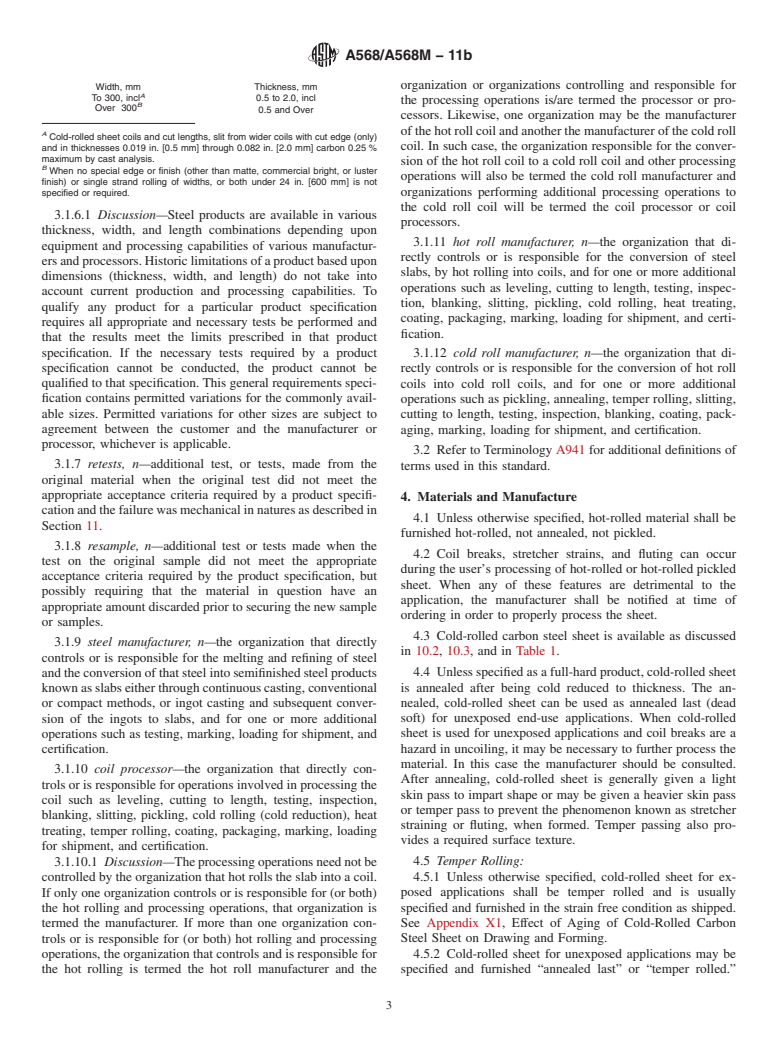 ASTM A568/A568M-11b - Standard Specification for  Steel, Sheet, Carbon, Structural, and High-Strength, Low-Alloy,  Hot-Rolled and Cold-Rolled, General Requirements for