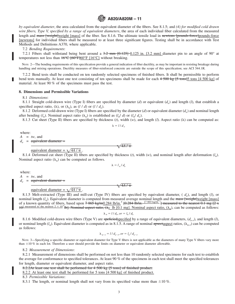 REDLINE ASTM A820/A820M-11 - Standard Specification for  Steel Fibers for Fiber-Reinforced Concrete