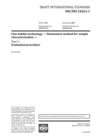 ISO/FDIS 24261-1:Version 25-apr-2020 - Fine bubble technology -- Elimination method for sample characterization