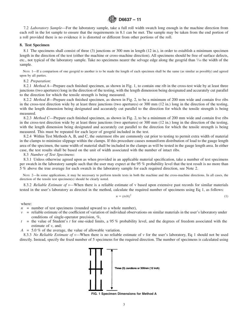 REDLINE ASTM D6637-11 - Standard Test Method for Determining Tensile Properties of Geogrids by the Single or Multi-Rib Tensile Method