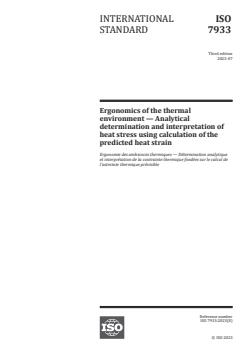 ISO 7933:2023 - Ergonomics of the thermal environment — Analytical determination and interpretation of heat stress using calculation of the predicted heat strain
Released:27. 07. 2023 - Page 1 preview