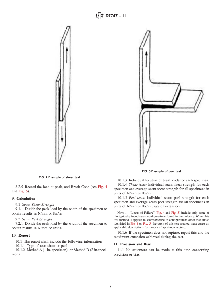 ASTM D7747-11 - Standard Test Method for Determining Integrity of Seams Produced Using Thermo-Fusion Methods for Reinforced Geomembranes by the Strip Tensile Method