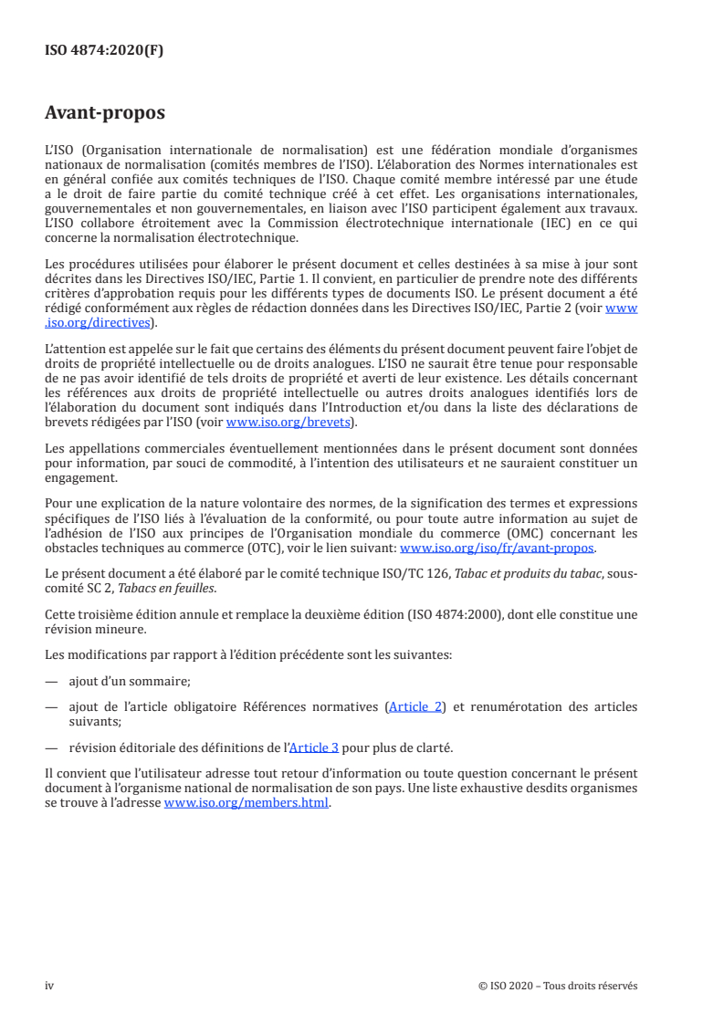 ISO 4874:2020 ISO 4874:2020 - Tabac — Échantillonnage des lots de matières premières — Principes généraux
Released:1/7/2020 - Page 4 preview