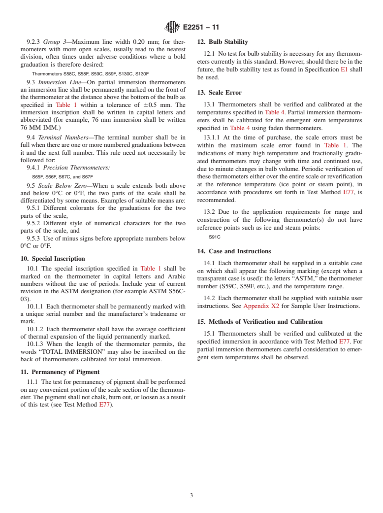 ASTM E2251-11 - Standard Specification for Liquid-in-Glass ASTM Thermometers with Low-Hazard Precision Liquids