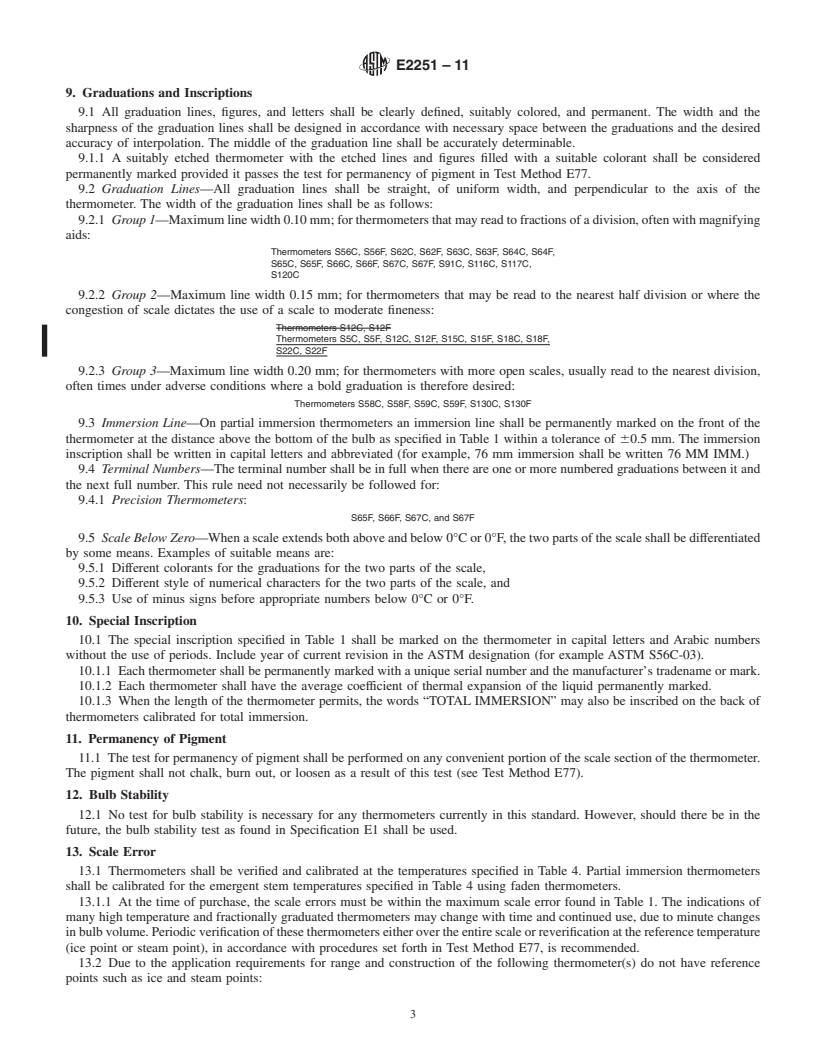 REDLINE ASTM E2251-11 - Standard Specification for Liquid-in-Glass ASTM Thermometers with Low-Hazard Precision Liquids