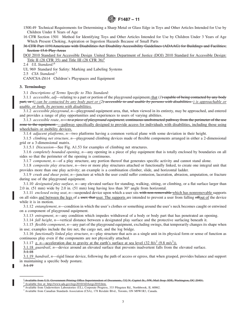 REDLINE ASTM F1487-11 - Standard Consumer Safety Performance Specification for  Playground Equipment for Public Use