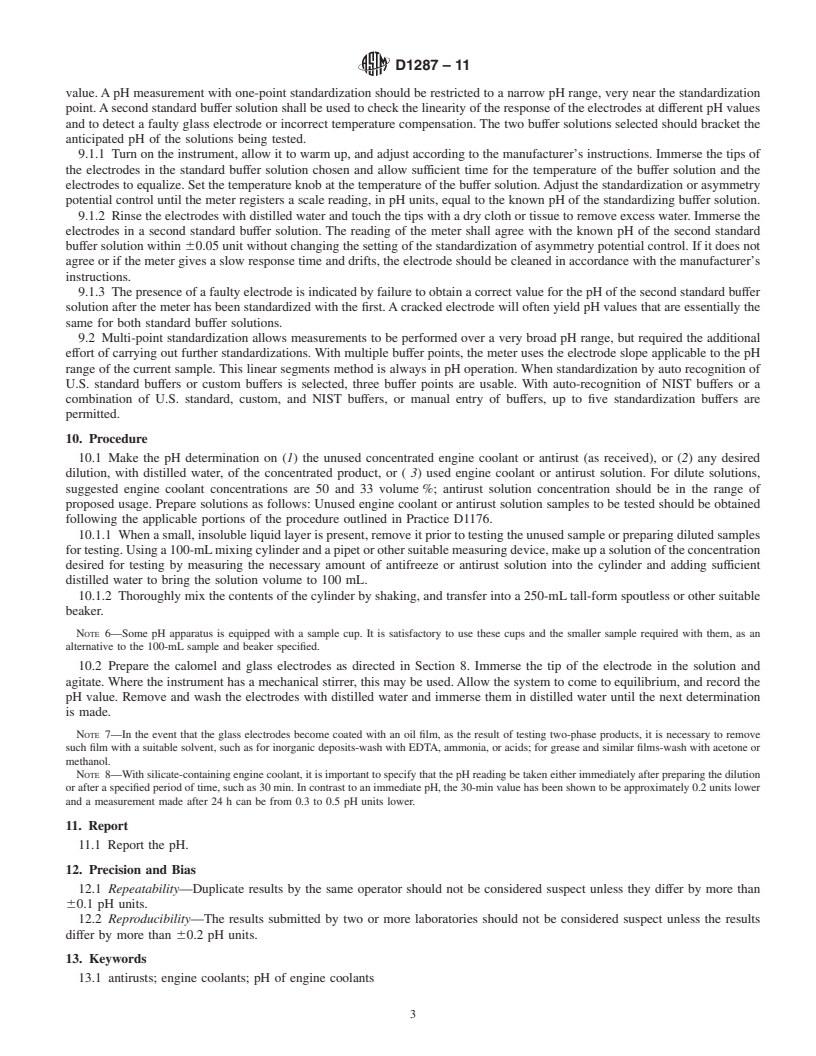 REDLINE ASTM D1287-11 - Standard Test Method for  pH of Engine Coolants and Antirusts