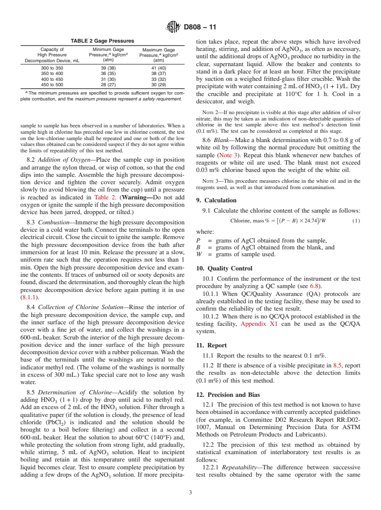 ASTM D808-11 - Standard Test Method for Chlorine in New and Used Petroleum Products (High Pressure Decomposition Device Method)