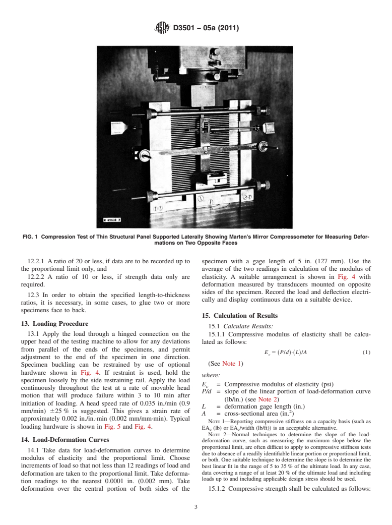 ASTM D3501-05a(2011) - Standard Test Methods for  Wood-Based Structural Panels in Compression