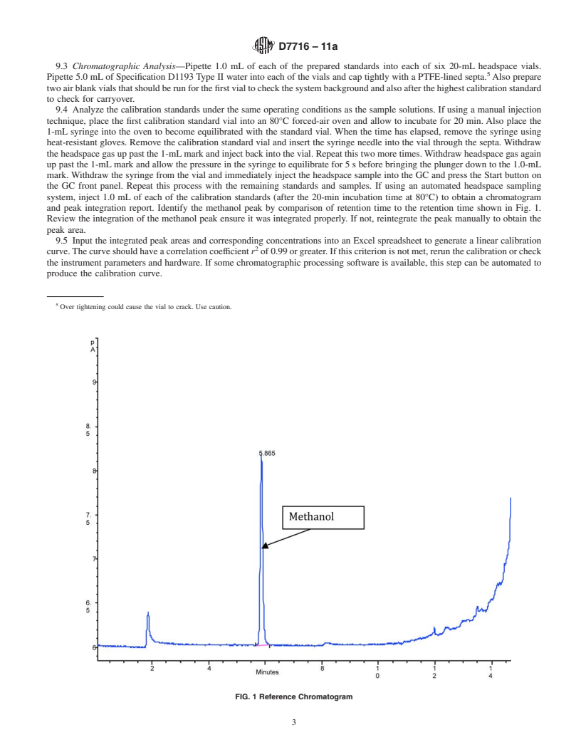 REDLINE ASTM D7716-11a - Standard Test Method for Determination of Residual Methanol in Glycerin by Gas Chromatography