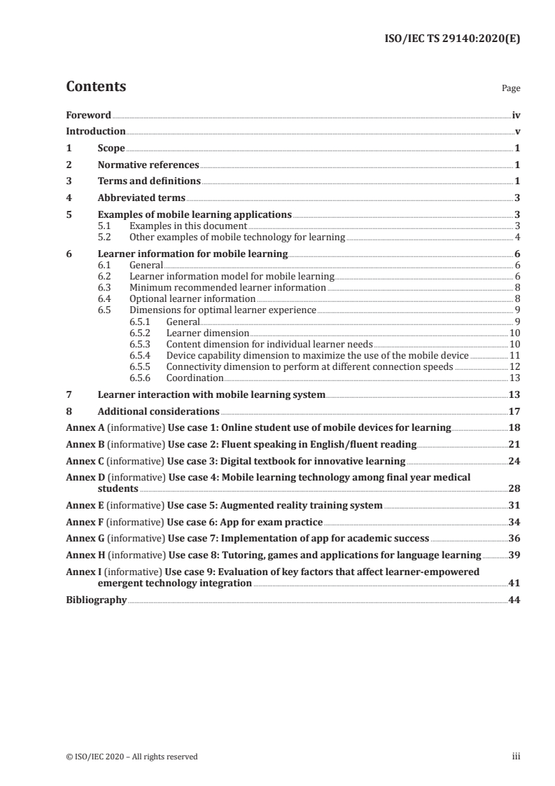 ISO/IEC TS 29140:2020 ISO/IEC TS 29140:2020 - Information technology for learning, education and training — Nomadicity and mobile technologies
Released:10/12/2020