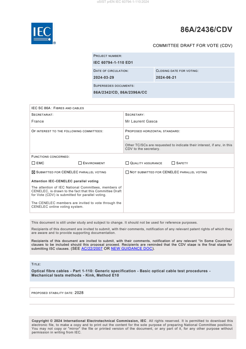 prEN IEC 60794-1-110:2024