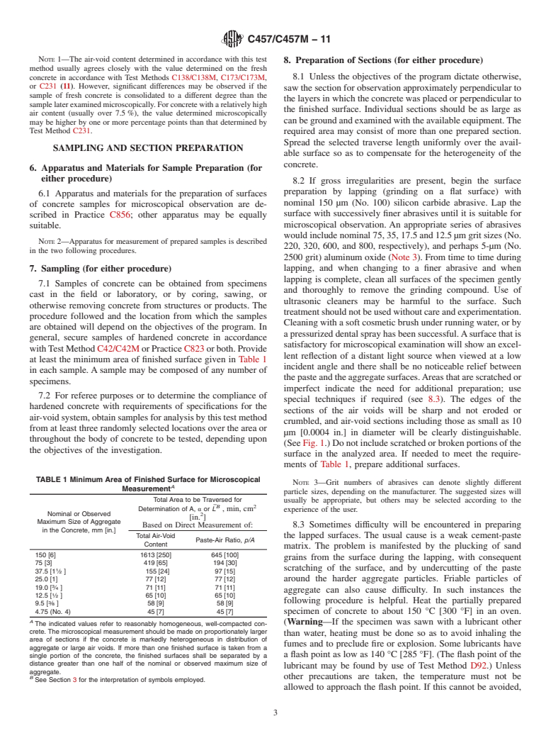 ASTM C457/C457M-11 - Standard Test Method for  Microscopical Determination of Parameters of the Air-Void System in Hardened Concrete