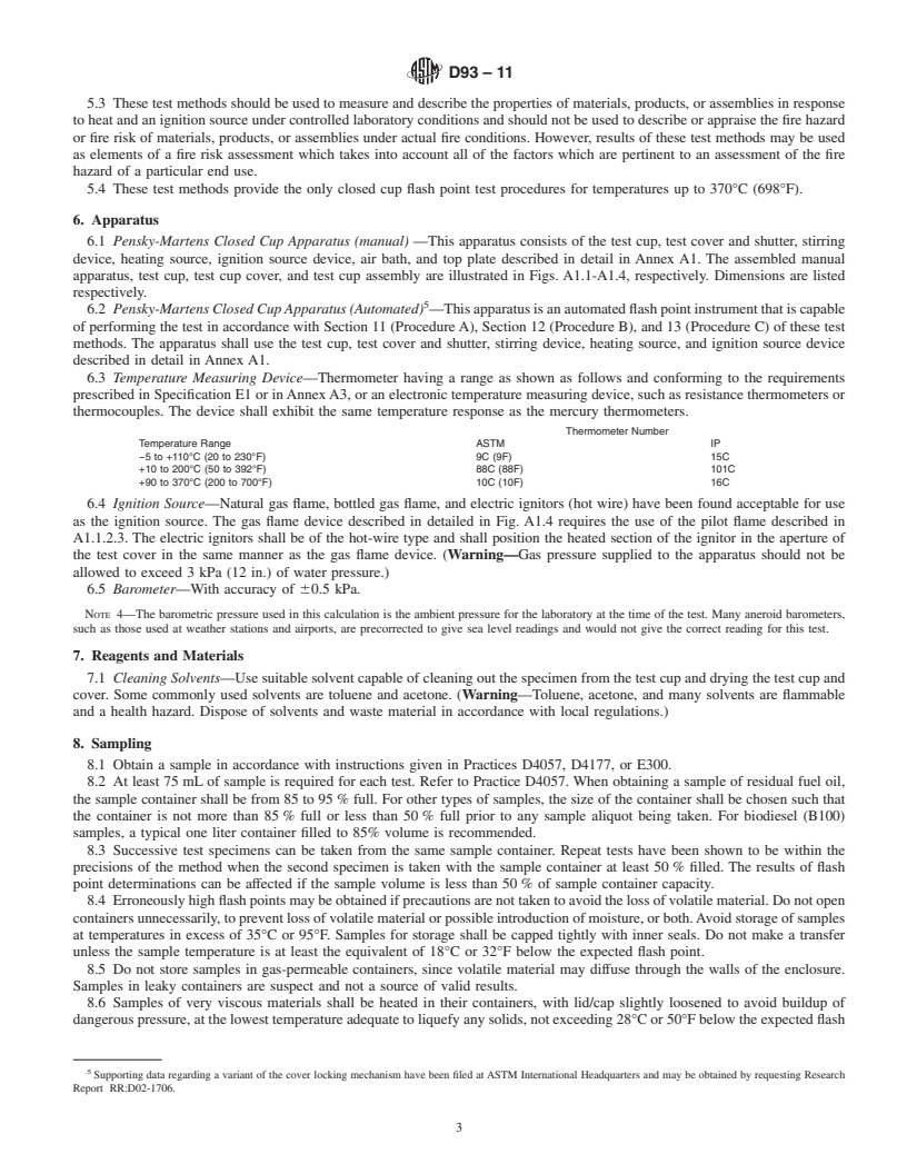 REDLINE ASTM D93-11 - Standard Test Methods for Flash Point by Pensky-Martens Closed Cup Tester