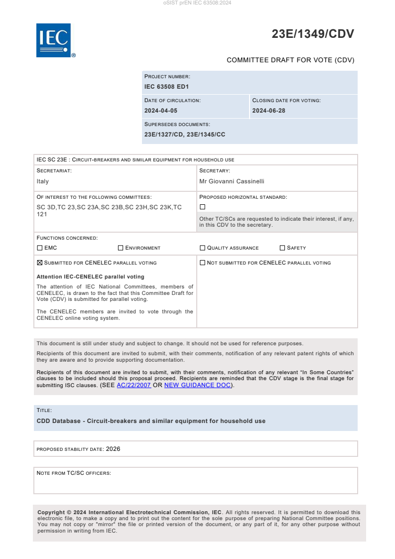 prEN IEC 63508:2024 - BARVE