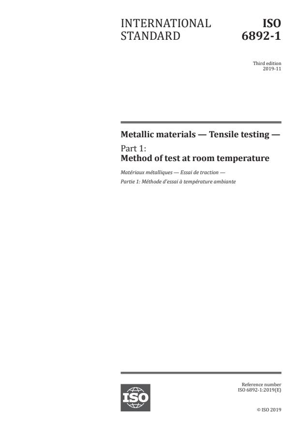 ISO 6892-1:2019 - Metallic materials -- Tensile testing