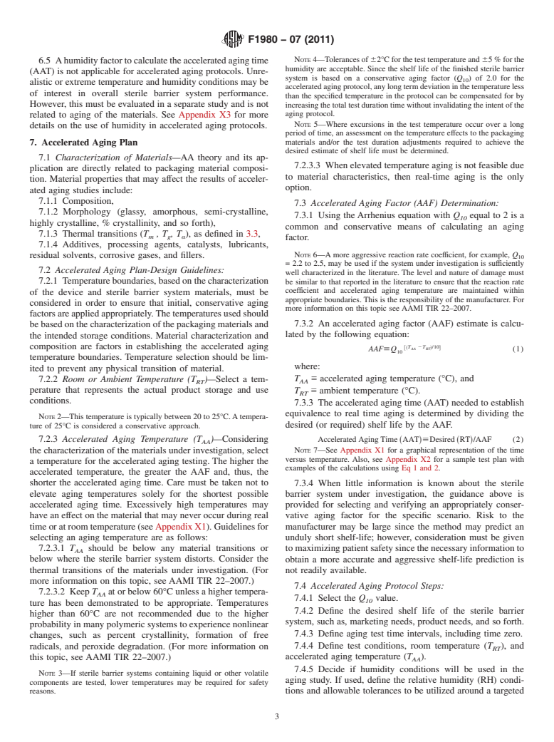 ASTM F1980-07(2011) - Standard Guide for Accelerated Aging of Sterile Barrier Systems for Medical Devices