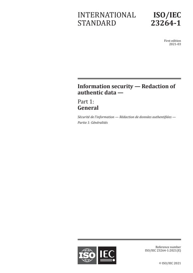 ISO/IEC 23264-1:2021 - Information security -- Redaction of authentic data