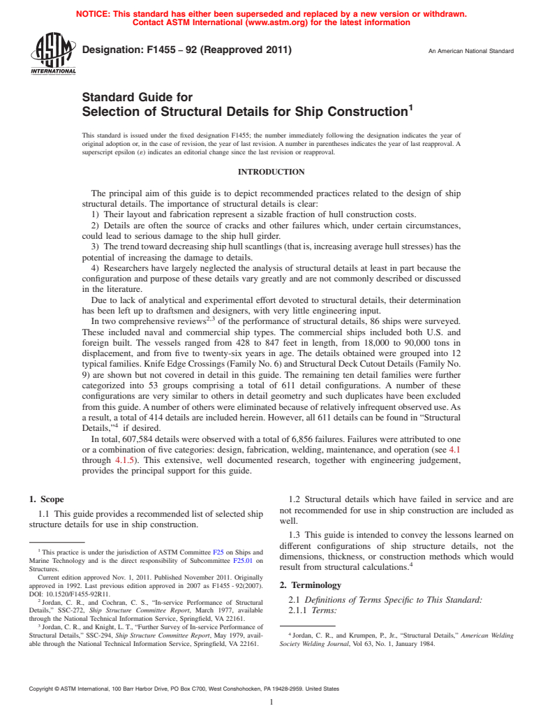 ASTM F1455-92(2011) - Standard Guide for Selection of Structural Details for Ship Construction