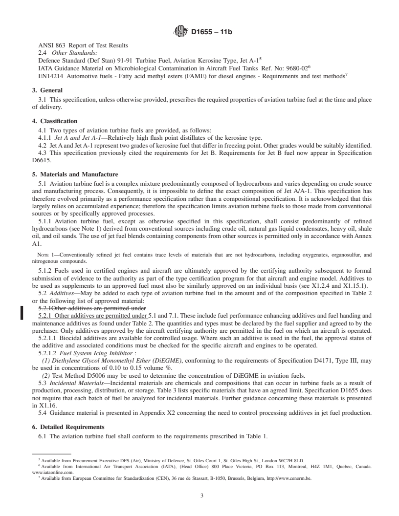 REDLINE ASTM D1655-11b - Standard Specification for Aviation Turbine Fuels