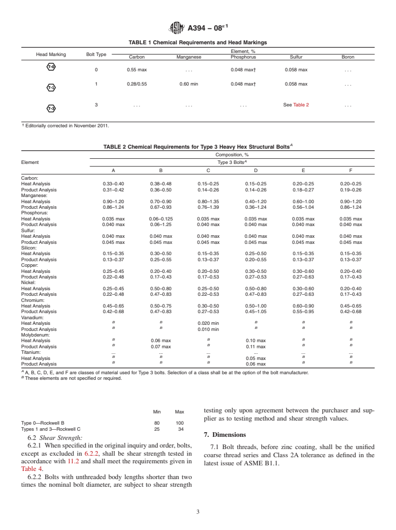 ASTM A394-08e1 - Standard Specification for Steel Transmission Tower Bolts, Zinc-Coated and Bare