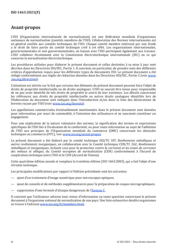 ISO 1463:2021 ISO 1463:2021 - Revêtements métalliques et couches d'oxyde -- Mesurage de l'épaisseur de revêtement -- Méthode par coupe micrographique - Page 4 preview
