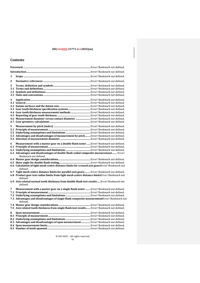 REDLINE ISO/FDIS 21771-2 - Cylindrical involute gears and gear pairs — Part 2: Calculation and measurement of tooth thickness and backlash
Released:15. 05. 2025
