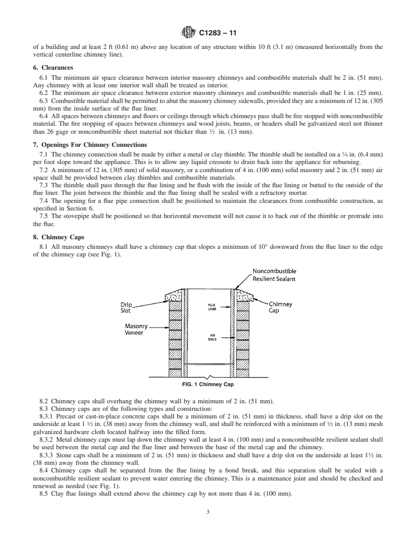 REDLINE ASTM C1283-11 - Standard Practice for Installing Clay Flue Lining