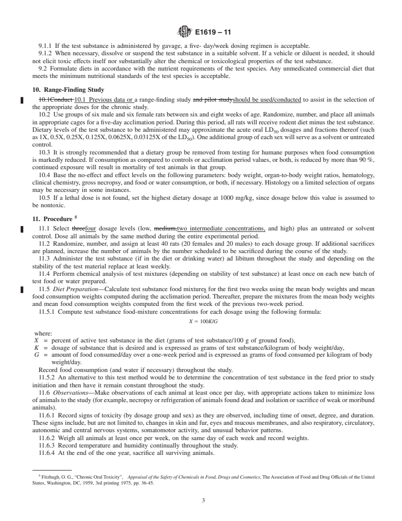 REDLINE ASTM E1619-11 - Standard Test Method for Chronic Oral Toxicity Study in Rats