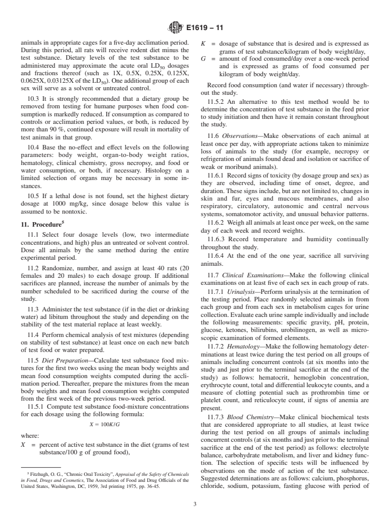 ASTM E1619-11 - Standard Test Method for Chronic Oral Toxicity Study in Rats