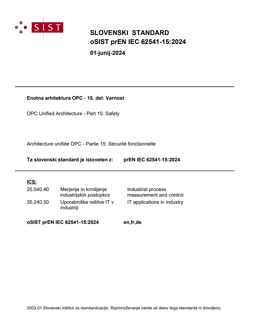 prEN IEC 62541-15:2024 - BARVE
