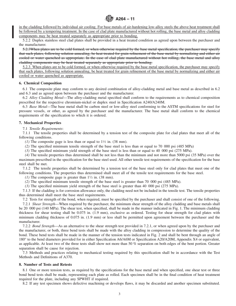 REDLINE ASTM A264-11 - Standard Specification for  Stainless Chromium-Nickel Steel-Clad Plate