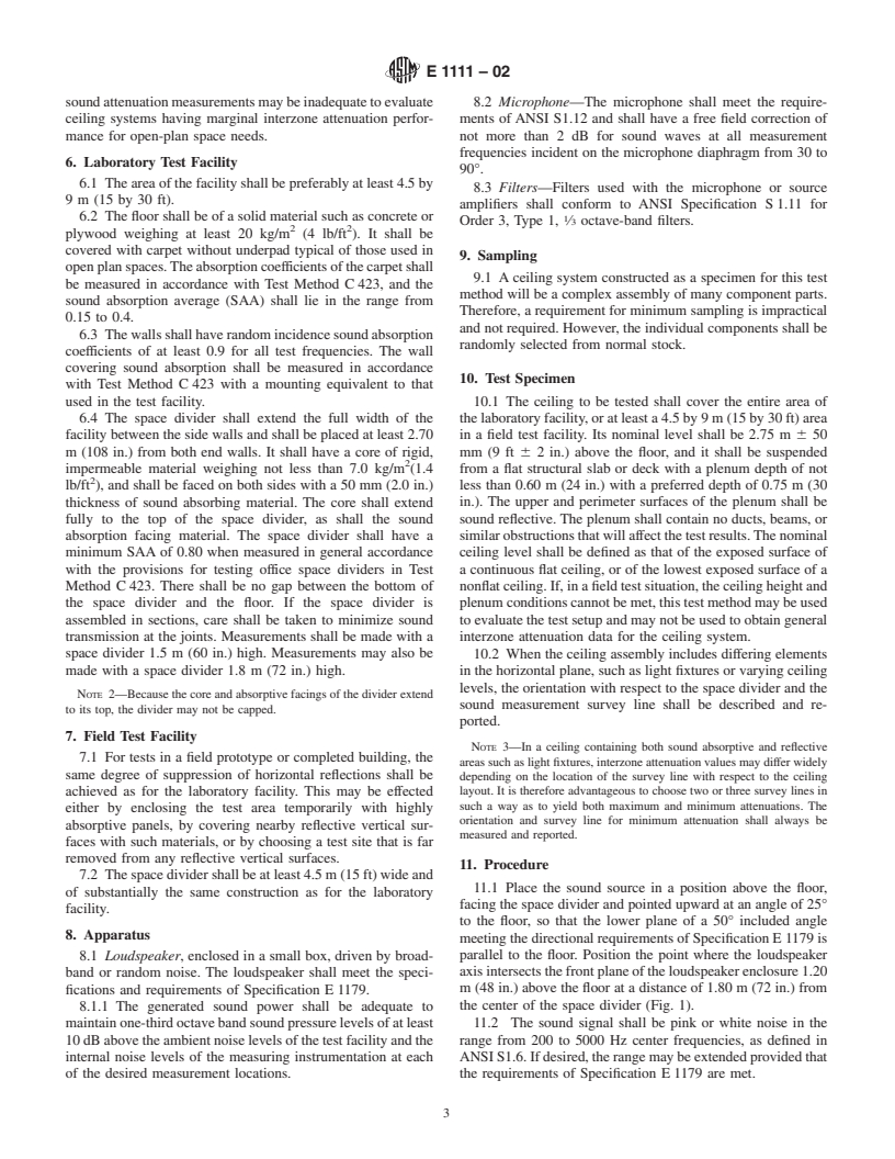 ASTM E1111-02 - Standard Test Method for Measuring the Interzone Attenuation of Ceiling Systems