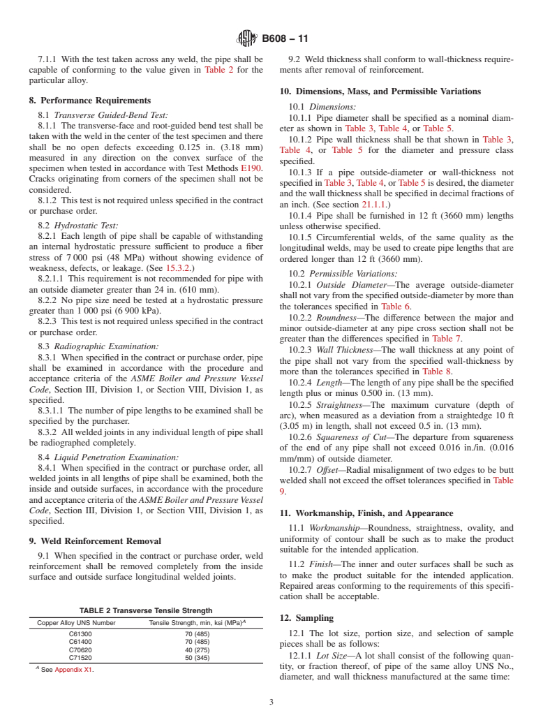 ASTM B608-11 - Standard Specification for Welded Copper-Alloy Pipe