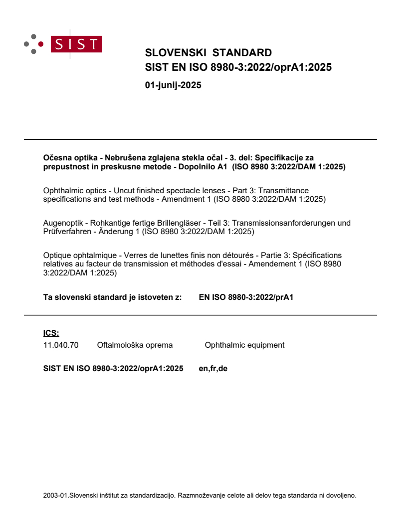 EN ISO 8980-3:2022/oprA1:2025